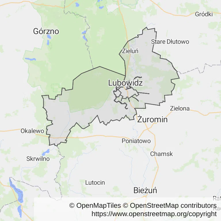 Mapa z zaznaczonym Lubowidzem