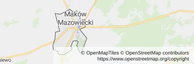 Mapa z zaznaczonym Makowie Mazowieckim