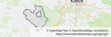 Mapa z zaznaczonym Małogoszczem