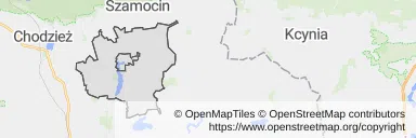 Mapa z zaznaczonym Margoninem