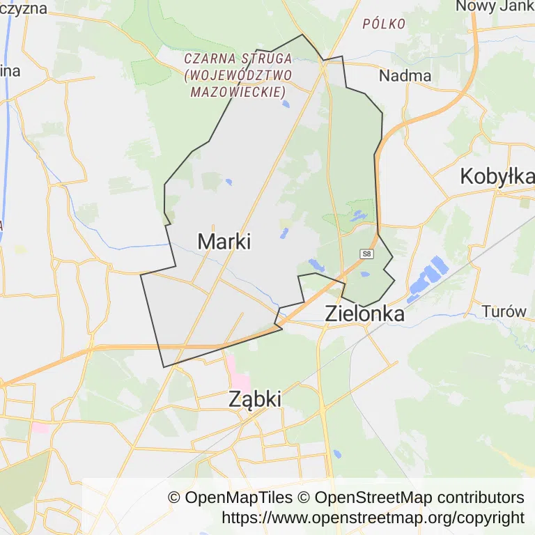 Mapa z zaznaczonym Markami