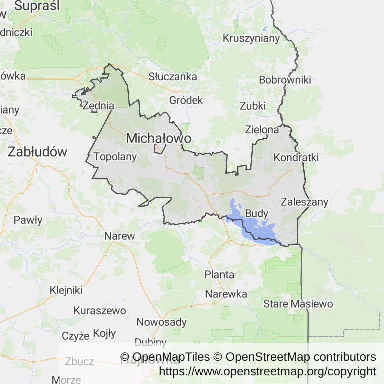 Mapa z zaznaczonym Michałowem