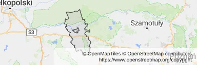 Mapa z zaznaczonym Międzychodzem