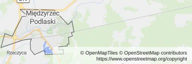 Mapa z zaznaczonym Międzyrzecu Podlaskim