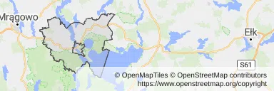 Mapa z zaznaczonym Mikołajkami