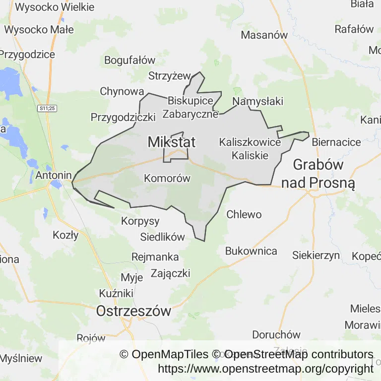 Mapa z zaznaczonym Mikstacem