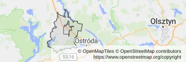 Mapa z zaznaczonym Miłomłynem