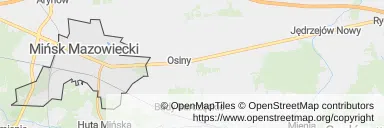 Mapa z zaznaczonym Mińsku Mazowieckim