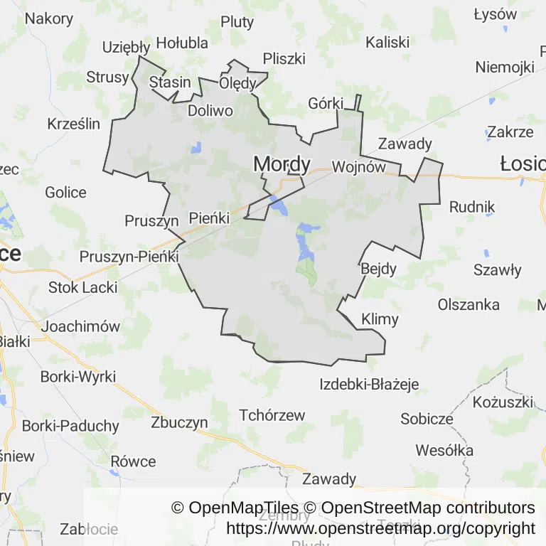 Mapa z zaznaczonym Mordami