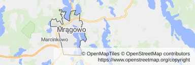 Mapa z zaznaczonym Mrągowem