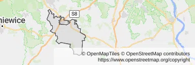 Mapa z zaznaczonym Mszczonowem