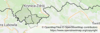 Mapa z zaznaczoną Muszynem