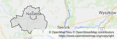 Mapa z zaznaczonym Nasielskiem
