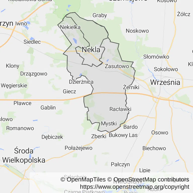Mapa z zaznaczoną Nekli