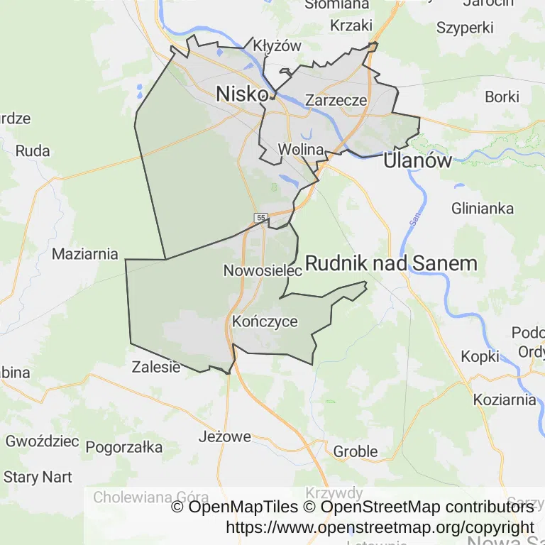 Mapa z zaznaczonym Niskiem