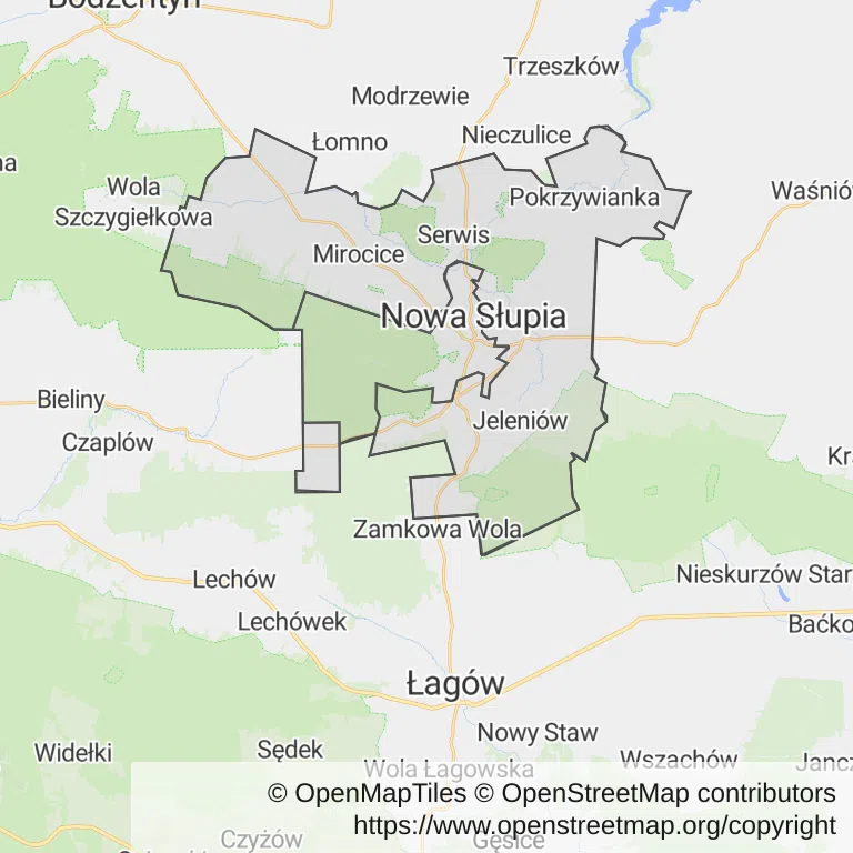 Mapa z zaznaczoną Nowej Słupi