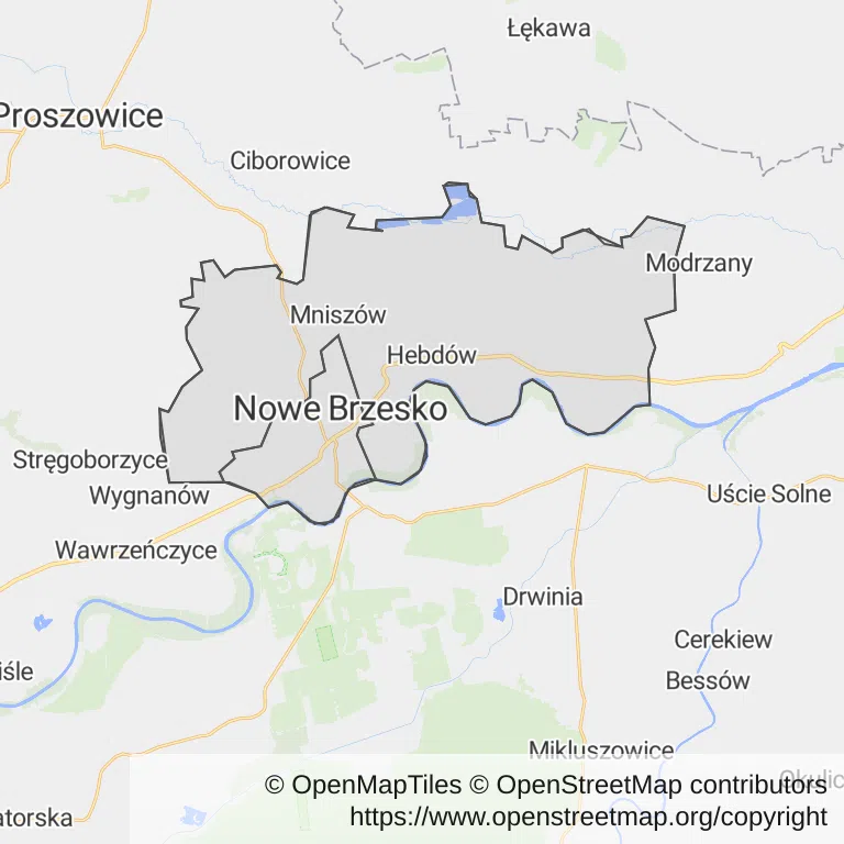 Mapa z zaznaczonym Nowym Brzeskiem