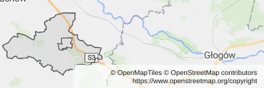 Mapa z zaznaczonym Nowym Miasteczkiem