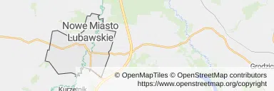 Mapa z zaznaczonym Nowym Mieście Lubawskim