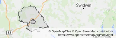 Mapa z zaznaczonym Nowogardzem