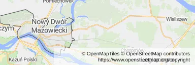 Mapa z zaznaczonym Nowym Dworze Mazowieckim
