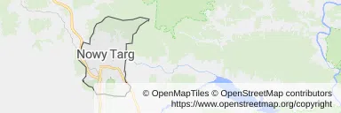 Mapa z zaznaczonym Nowym Targiem