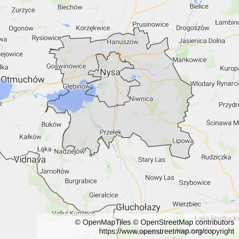 Mapa z zaznaczoną Nysem