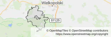 Mapa z zaznaczonym Odolanowem