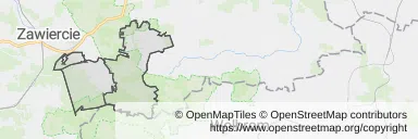 Mapa z zaznaczonym Ogrodzieńcu