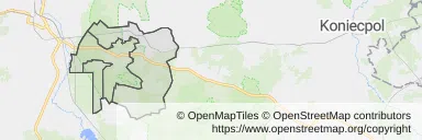 Mapa z zaznaczonym Olsztynem