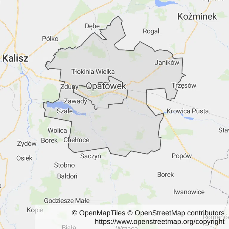 Mapa z zaznaczonym Opatówkiem