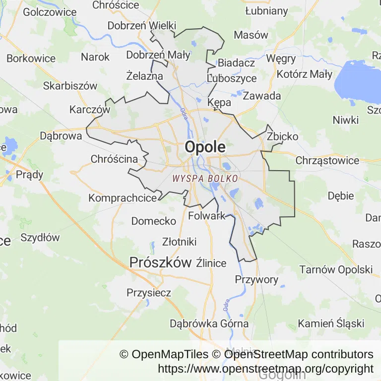 Mapa z zaznaczonym Opolem