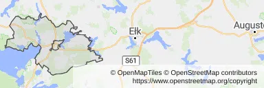 Mapa z zaznaczonym Orzyszem