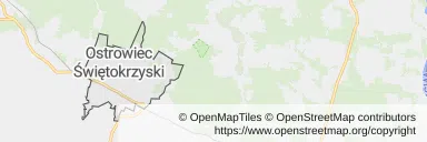 Mapa z zaznaczonym Ostrowcu Świętokrzyskim