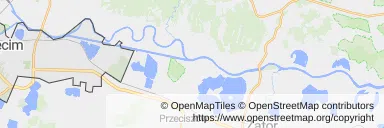 Mapa z zaznaczonym Oświęcimiu