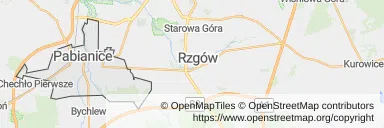 Mapa z zaznaczonymi Pabianicami