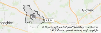 Mapa z zaznaczonym Parzęczewem