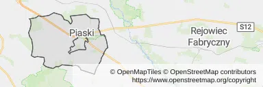 Mapa z zaznaczonym Piaskami
