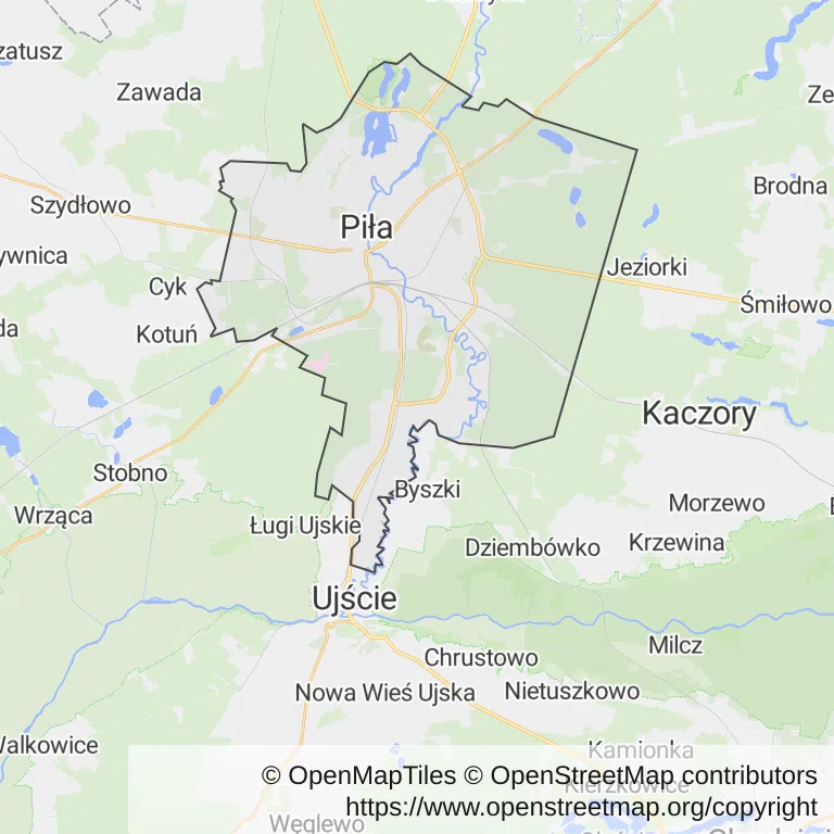 Mapa z zaznaczoną Pile