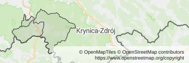 Mapa z zaznaczonym Piwnicznej-Zdroju