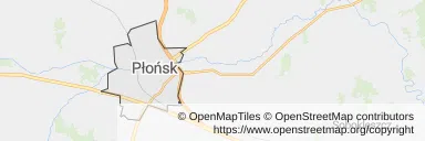 Mapa z zaznaczonym Płońskiem
