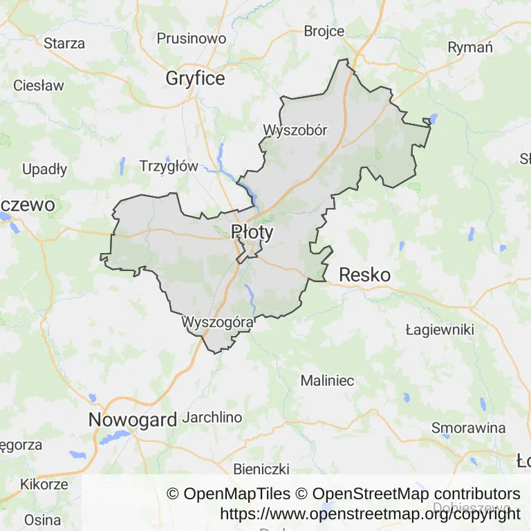 Mapa z zaznaczonym Płotami