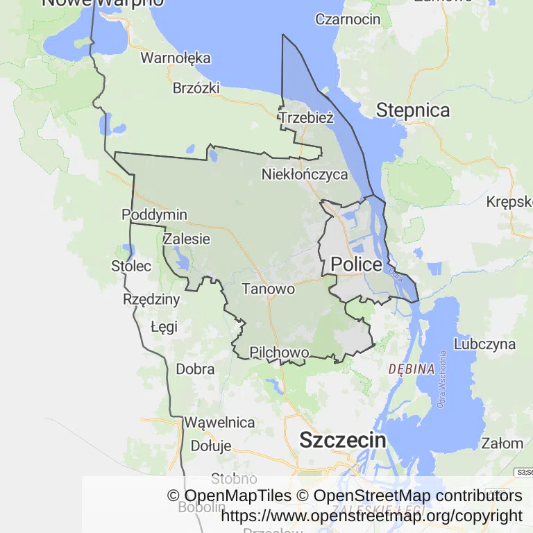 Mapa z zaznaczonymi Policami