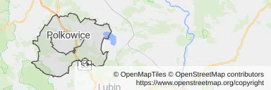 Mapa z zaznaczonymi Polkowicami
