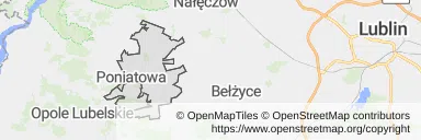 Mapa z zaznaczoną Poniatowej