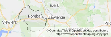 Mapa z zaznaczoną Porębem