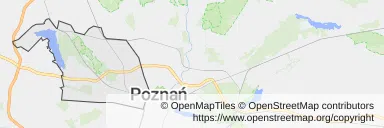 Mapa z zaznaczonym Jeżycem w Poznaniu
