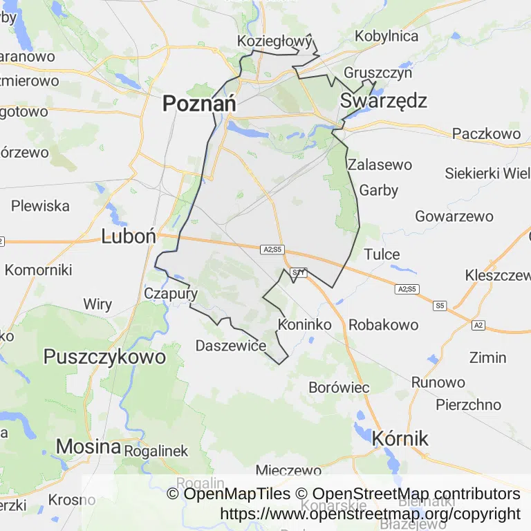 Mapa z zaznaczonym Nowe Miastoem w Poznaniu