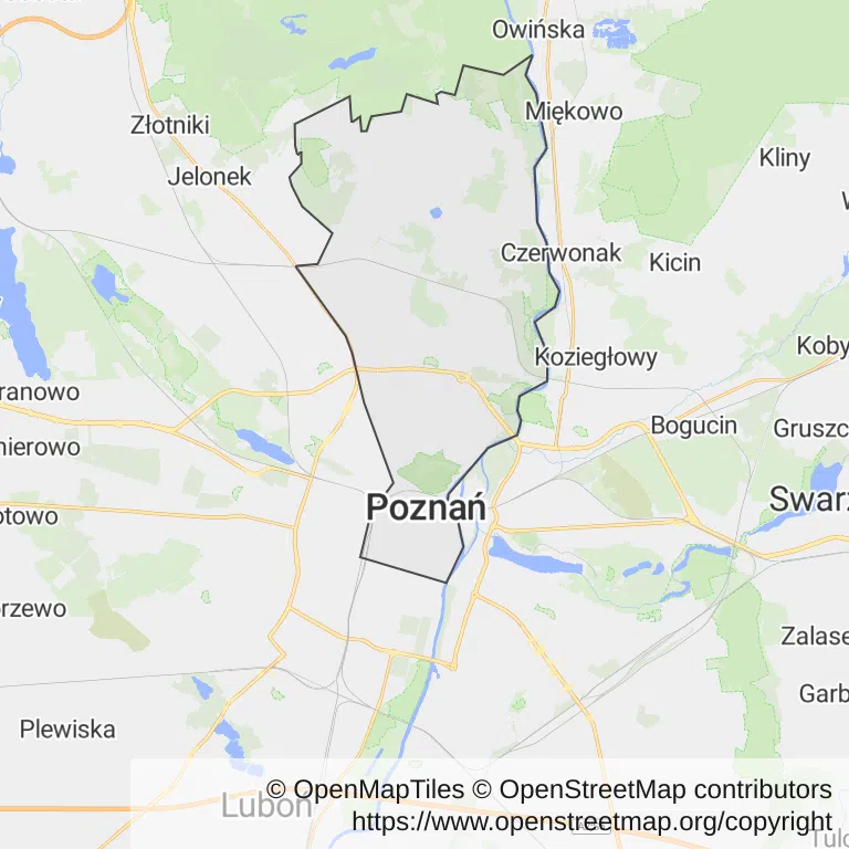 Mapa z zaznaczonym Stare Miastoem w Poznaniu