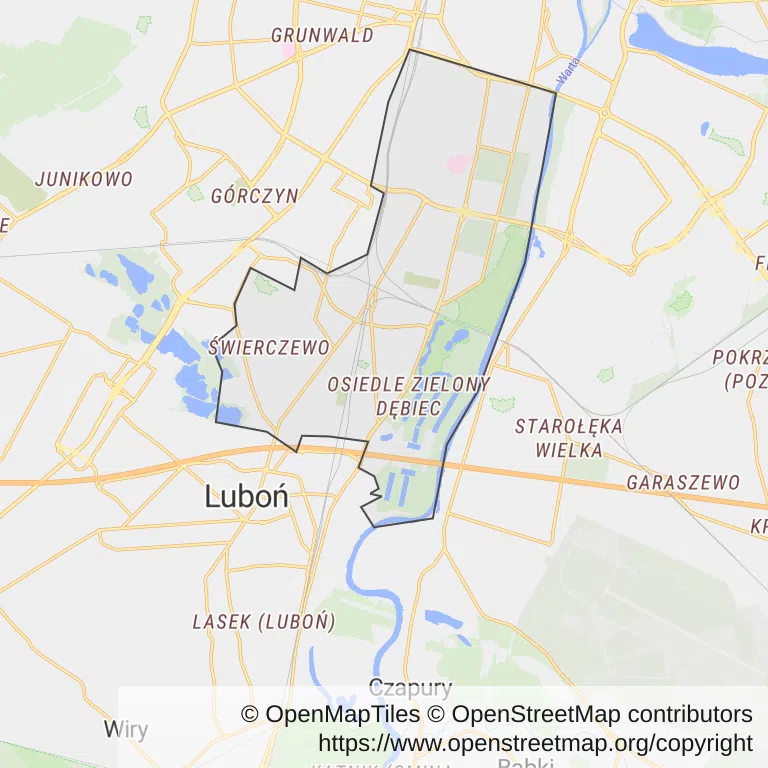 Mapa z zaznaczoną Wildą w Poznaniu